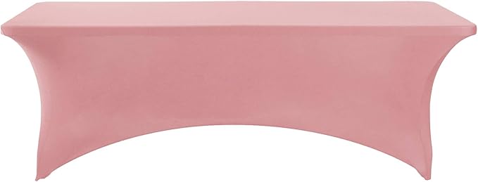 2Pack Spandex Table Cover for 8FT or 4ft or 6ft Table Universal Fitted Stretch Tablecloth for Party, Banquet, Wedding and Events-Dusty Pink