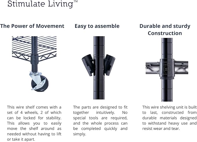 30"x14"x60" PRIME HEAVY DUTY Black 5-Tier Wire Shelving 1,750 LBS MAX Capacity Storage Rack for Commercial, School, Home, Garage, Warehouse, Industrial, and Hospital Uses (with Wheels)