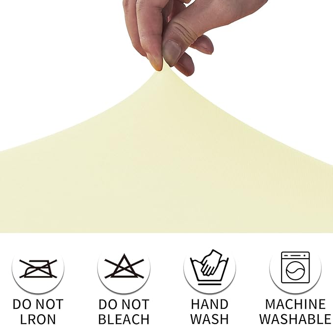CWK 4FT Waterproof Stretch Spandex Table Cover for Rectangular Tables - Elastic Fitted Tablecloth for Folding Tables,Wrinkle Resistant Table Cloth for Parties, Weddings, Banquets & Events (Beige)