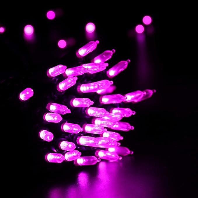 Brizled Pink Christmas Lights, 33ft 100 LED String Lights, Decorative Xmas Tree Light 120V UL Certified Connectable Christmas String Light Pink Mini Lighting for Indoor & Outdoor Wedding Room Party