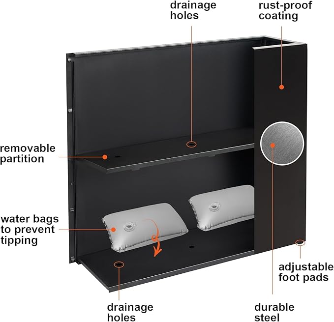 Metal Large Rectangular Planter Box Outdoor 30" H x 34" W x 10" D,Tall Flower Pot with Quick Installation,Long Black Planters for Outdoor Plants with Drainage Holes for Plants,Patio,Garden