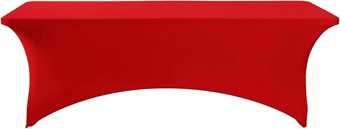 2Pack Spandex Table Cover for 8FT or 4ft or 6ft Table Universal Fitted Stretch Tablecloth for Party, Banquet, Wedding and Events-Red