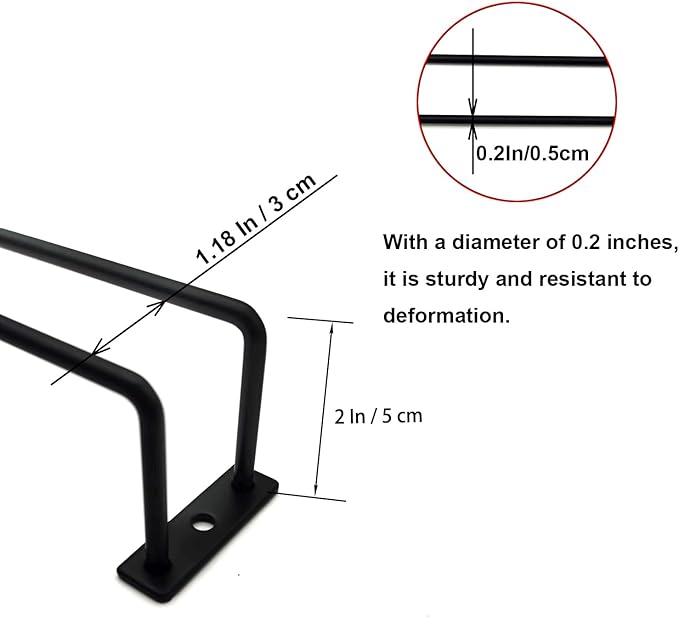 14-Inch Black Wine Glass Rack, Under Cabinet Wine Glass Holder, Stemware Rack, Hanging Stemware Holder, Set of 2