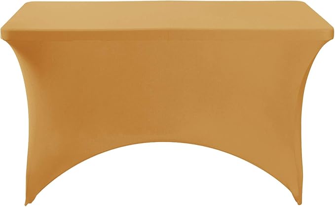 2Pack Spandex Table Cover for 4FT or 6ft or 8ft Table Universal Fitted Stretch Tablecloth for Party, Banquet, Wedding and Events-Gold