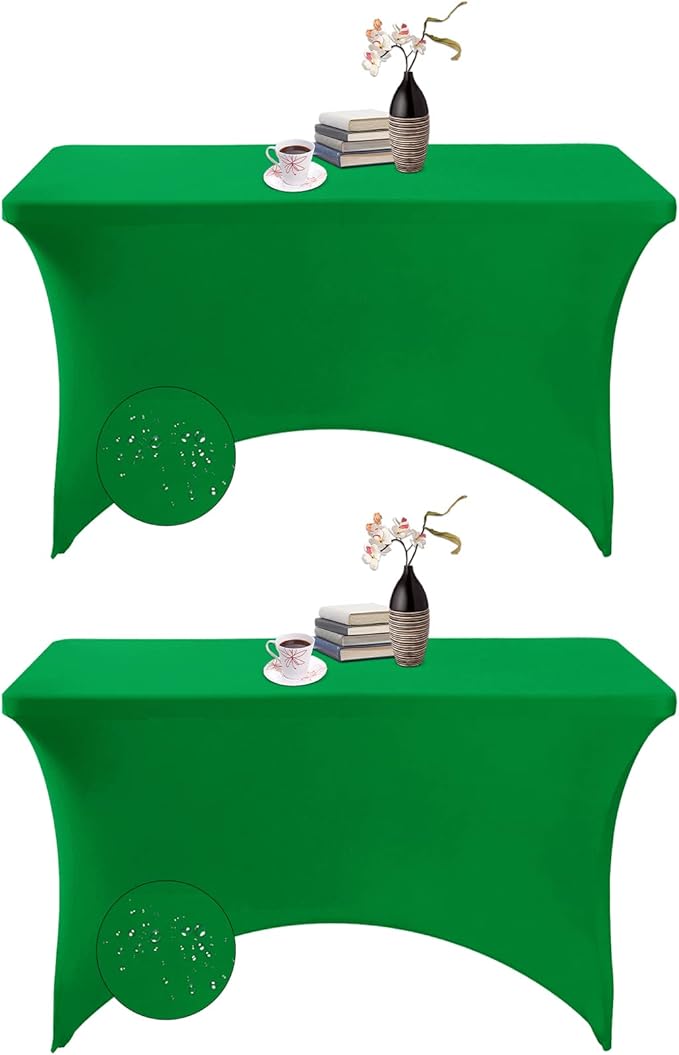 2Pack Spandex Waterproof Table Covers 4ft,Spandex 4ft Waterproof Table Cover for Party,Wedding, Banquet, and Events(Emerald)
