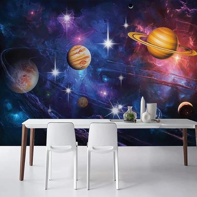 Custom Planet Peel and Stick Wallpaper Universe Starry Sky Theme Mural Children Room Living Room Bedroom Ceiling Home Decor Wall Paper