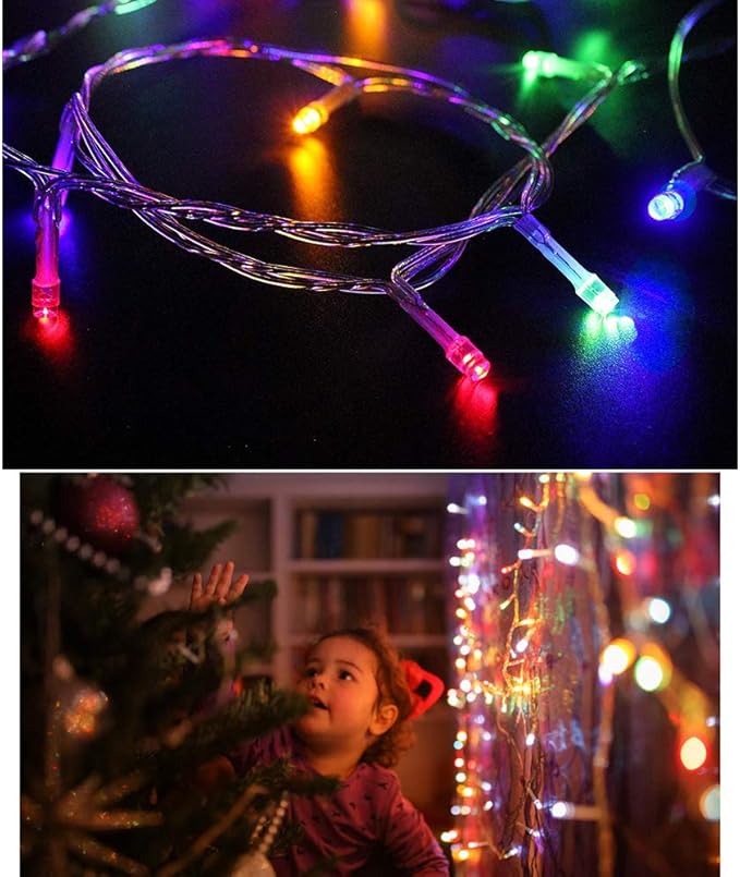 33FT 100 LEDs String Lights Waterproof Fairy Lights 8 Modes with Memory 30V UL Certified Power Supply for Home, Garden, Wedding, Party, Christmas Decoration Indoor Outdoor (Multicolor)
