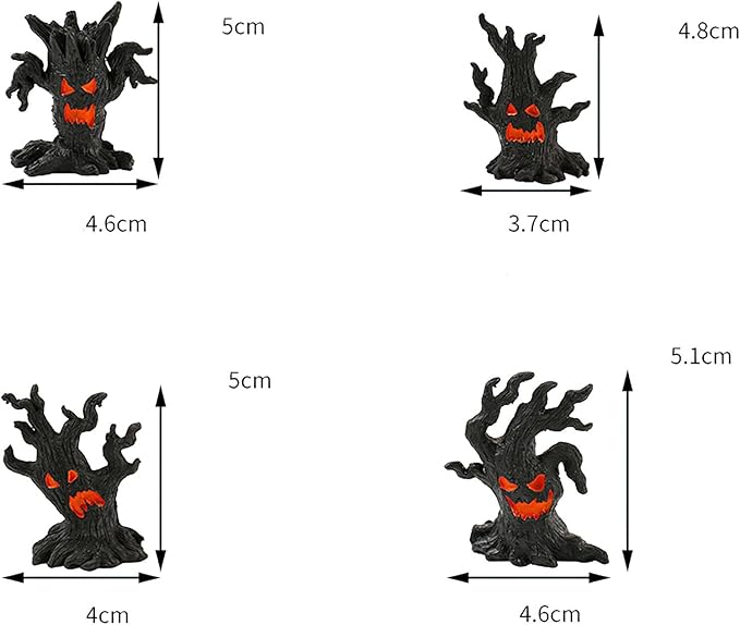 AUOCATTAIL 4 Pcs Halloween Micro Landscape Accessories Ghost Pile Craft Resin Miniature Figurines Miniature Tree Demon Decoration for Garden Plant Pots Bonsai Scene Ornament