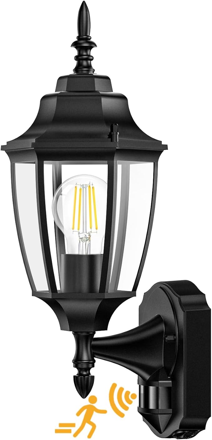 Lamomo Motion Sensor Outdoor Lights, Dusk to Dawn Outdoor Lighting, Exterior Aluminum Waterproof Porch Lights for Patio Front Door Garage(1 Pack