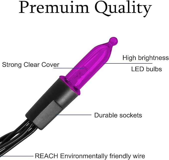 WATERGLIDE 50 LED Outdoor Halloween Lights, 16 FT Mini String Light with 8 Modes, Waterproof Battery Operated Tree Lights for Indoor Outdoor Patio Garden Party Wedding Decoration, Orange & Purple