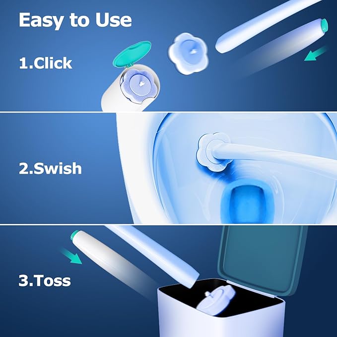 Disposable Toilet Brush: Toilet Bowl Brush and Holder Set with 40 Wand Refills, Upgraded Handle, 2X Cleaners, Toilet Cleaning System with Storage Caddy for Sink, Bathtub, Floor, Drain (Green)