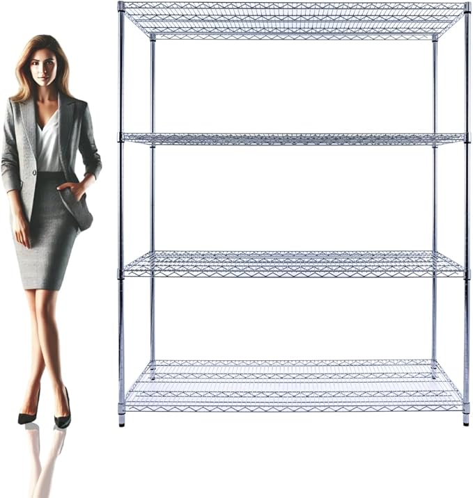 60"x24"x72" PREMIUM METAL STEEL 4-Tier Wire Shelving NSF 3200 LBS MAX Capacity Heavy Duty Storage Rack for Hospitals, Schools, Commercial Spaces, and Garages w/PREMIUM Wheels
