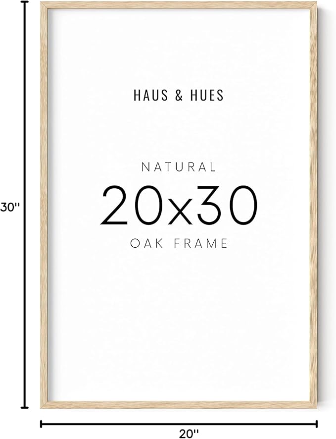 HAUS AND HUES Picture Frame, 20 x 30 inches, Beige Wood, Poster Frame, Natural Finish, Lightweight, for Horizontal and Vertical Wall Mount