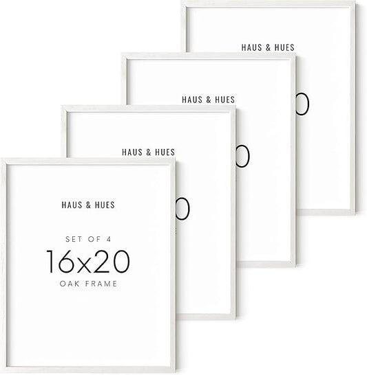 Haus and Hues Oak Frames Set of 4 - 16x20 Art Frames for Wall, Poster and Photo Display