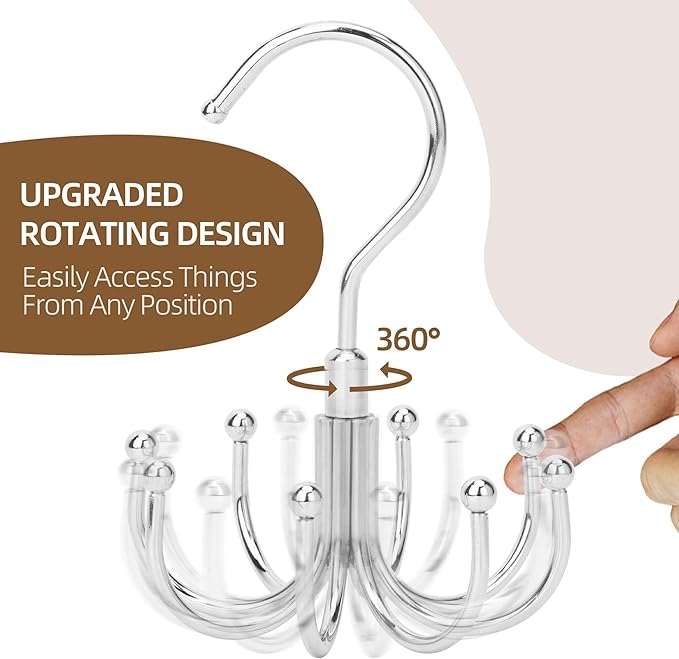 ZEDODIER Tank Top Hanger, Rotatable Bra Organzier for Closet, Max 24 Storage Capacity Sport Bra Holder, Metal Space Saving Closet Organizers and Storage, Silver