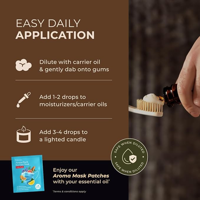 Gya Labs Clove Essential Oil for Teeth & Gums - 0.34 Fl Oz - 100% Pure Natural Clove Oil for Oral Care, Hair, Skin & Candle Making Scent