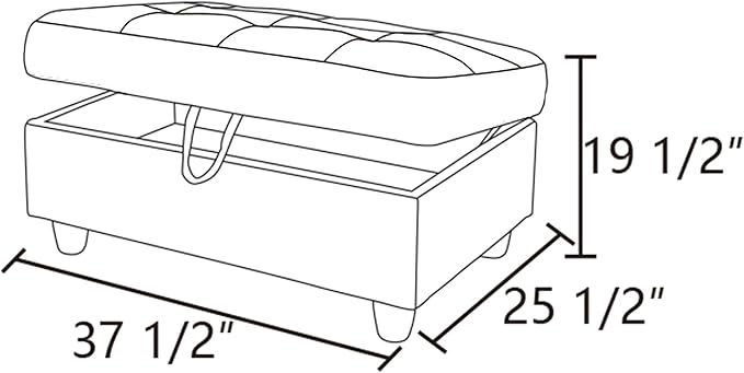 Ottoman Rectangular Storage Ottoman Bench, Footrest Stool Footstool with Lid for Living Room, Bedroom, Entryway, Brown, 37.5"x25.5"x19.5"