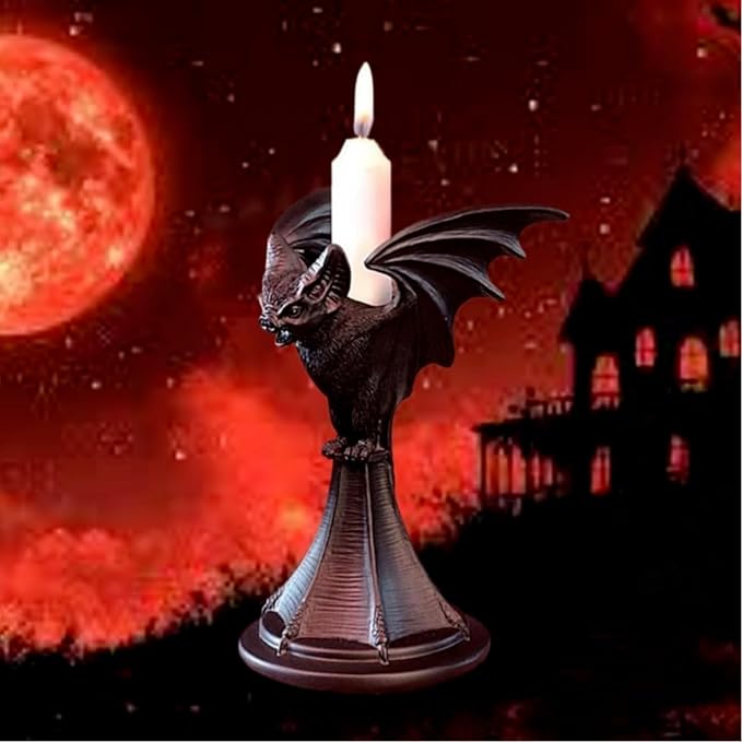 Gothic Candleholder Bat Candle Holder for Halloween, Resin Ornament, Home Desktop Decoration, Christmas Decor, Party Favors