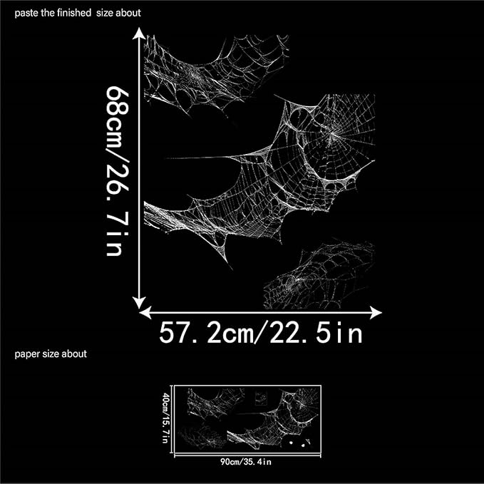 Halloween Window Clings for Glass Fall Static Cling Window Decals 1PCS Spider Web Autumn Reusable Window Stickers Home School Office Decorations