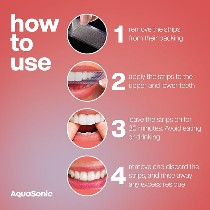 AquaSonic Professional Teeth Whitening Strips - Enamel Safe Teeth Whitening with Hydrogen Peroxide - Easy to Use, Non-Slip, Affordable & Effective (Watermelon)