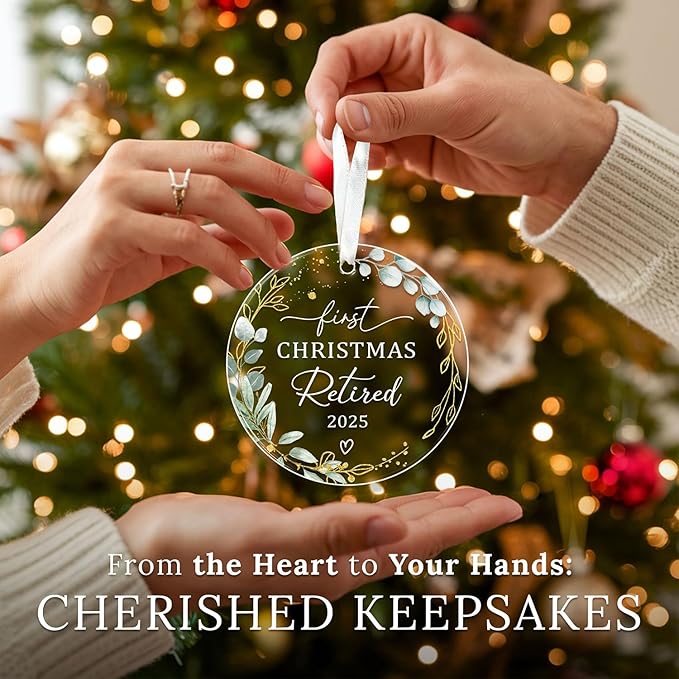 HEXMOZ Retirement Gifts for Women, Men 2025 - First Christmas Retired Ornament 2025 - Retired Gift for Coworker, Boss, Employee, Teacher, Nurse, Woman, Man - Acrylic Ornament Keepsake