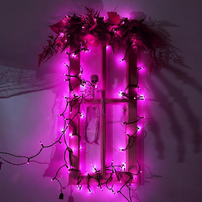 Toodour Purple Halloween Lights, 12.5ft 50 Count Incandescent Halloween String Lights, UL Certified Connectable Mini Bulbs String Lights for Home, Garden, Porch, Yard, Patio, Party, Indoor Decoration