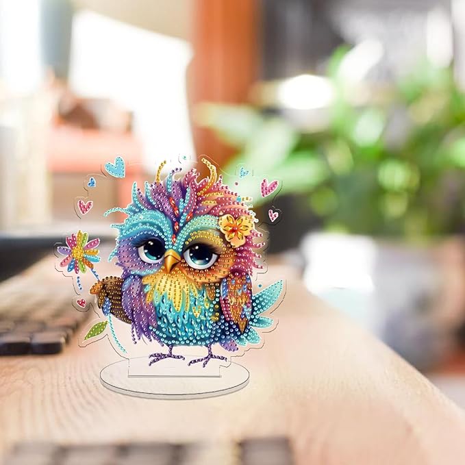 Diamond Art Kit for Adult, 5D Diamond Art Painting, Double Sided Decorative Special-Shaped Rhinestone Desktop Ornaments, DIY Acrylic Ornaments (Parrot)