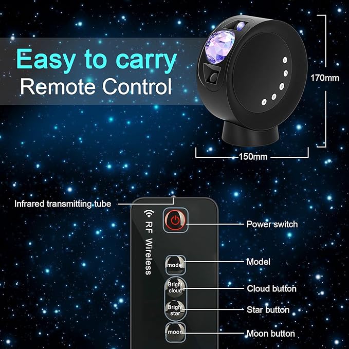 LitEnergy LED Sky Projector Light, Galaxy Lighting, Nebula Star Night Lamp with Base and Remote Control for Gaming Room, Home Theater, Bedroom , or Mood Ambiance (Black)
