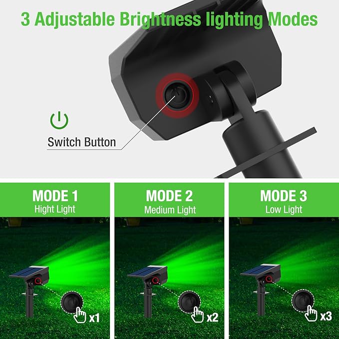 nipify 4 Pack Solar Spot Lights Outdoor, Solar Powered Waterproof Spotlight, Landscape Lighting for Outside Yard Garden Pathway,Green