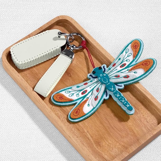 Lovepop Handmade Peaceful Dragonfly HeartFelt Charm Card | Soft Felt Keychain for Wallet, Handbag, Car Key, Home Decor | Ornaments, Bag Charms, Key Ring, Purse Accessories, Gift Toppers