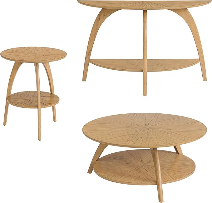 Martin Svensson Home LAX 20" Round End/Side Table with Storage, Light Oak