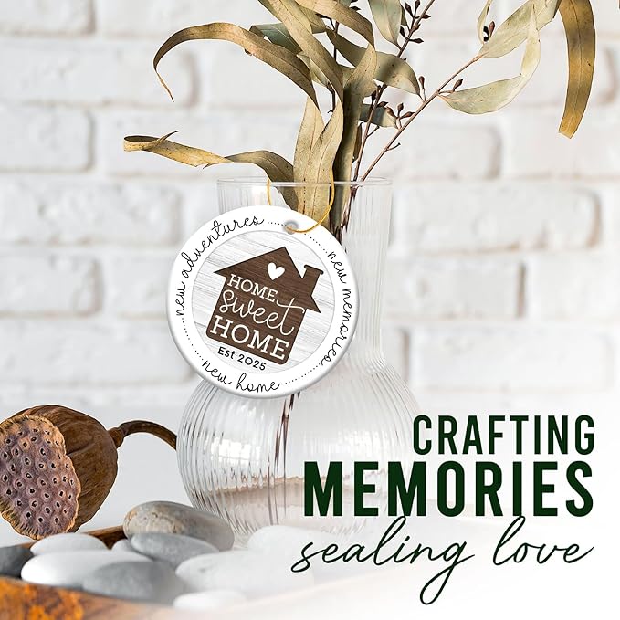 HEXMOZ New Home Gift Ideas - Best Housewarming Gifts 2025 - House Warming Gifts with New Home Ornament 2025 for Owners, Couples, Men, Women - First House Ornament, Our First Christmas Ceramic Keepsake