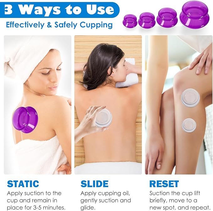 15Pcs Cupping Therapy Set-Professional Silicone Cupping, Suitable for Facial Body Massage/Deep Myofascial Release/Pain Relief/Muscle Relaxation & More (Purple,15pcs)