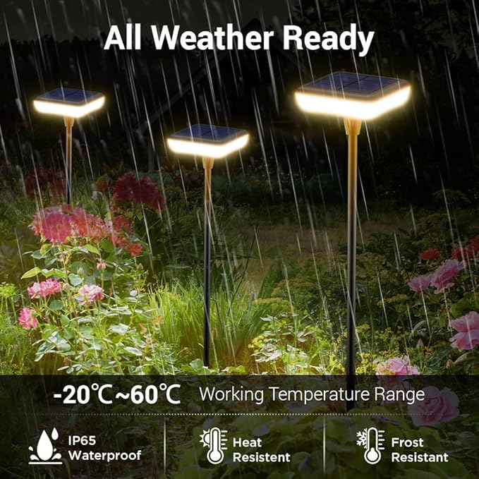 Solar Pathway Lights Outdoor 6 Pack Solar Powered Garden Lights 12H Long Lasting Auto On/Off Solar Swaying Light IP65 Waterproof for Planter Flowers Landscape Lighting Decoration Warm White
