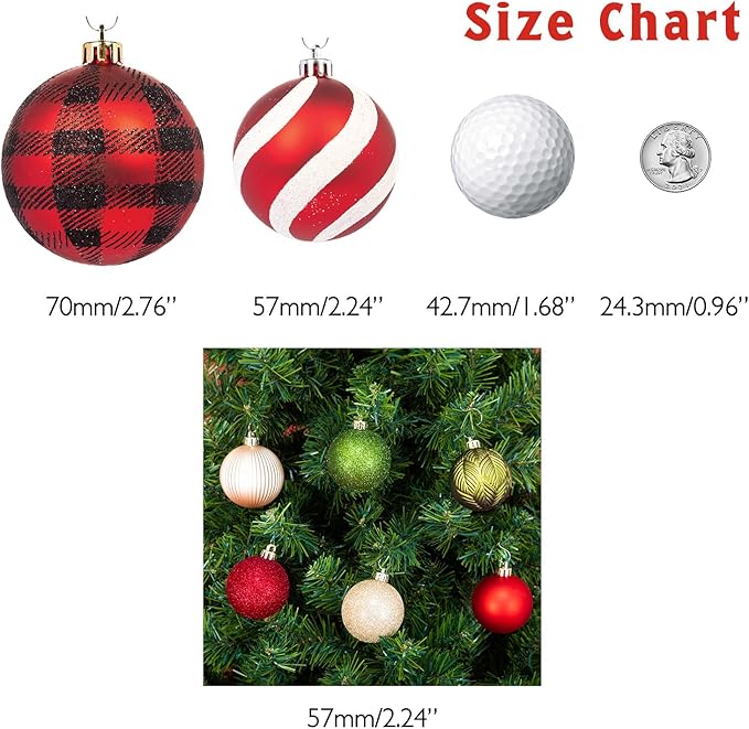 Every Day is Christmas Ornaments, Shatterproof Christmas Tree Ornament Set, Christmas Balls Decoration 50 Count (2.24"/57mm, Woodland)