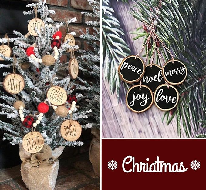 30 Pcs Wooden Discs for Crafts,3.1''-3.5'' Wood Circles for Crafts, Wood Slices for Painting DIY Christmas Ornaments Party Wall Home Wedding Decor