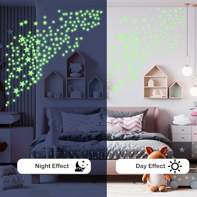 477PCS Glow in The Dark Stars Stickers, Adhesive Glowing Stars Wall Stickers Removable Ceiling Star Wall Decals Space Themed Room Decor Ceiling Star for Bedding Room Decorations