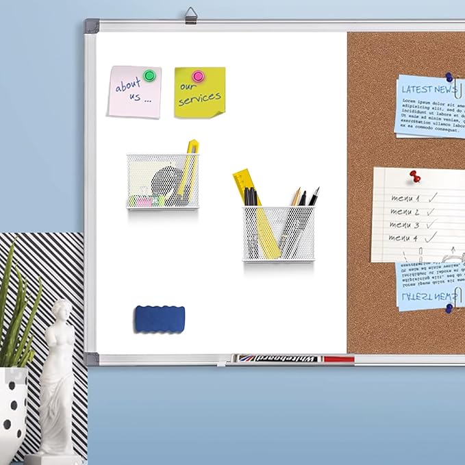 4.5'' × 2.2'' × 3.5'' Magnetic Basket for Whiteboard White Magnetic Basket for Fridge Magnetic Organizer Holder with 4 Strong Magnets Magnetic Holder for Refrigerator Locker
