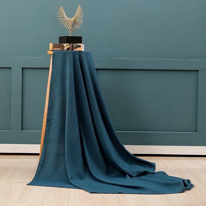 Blue Table Cloth for Rectangle Tables, Waterproof Spillproof Washable Tablecloth, Polyester Linen Dining Table Cover for Wedding, Party, Farmhouse, Kitchen - 70'' x 140'', Blue