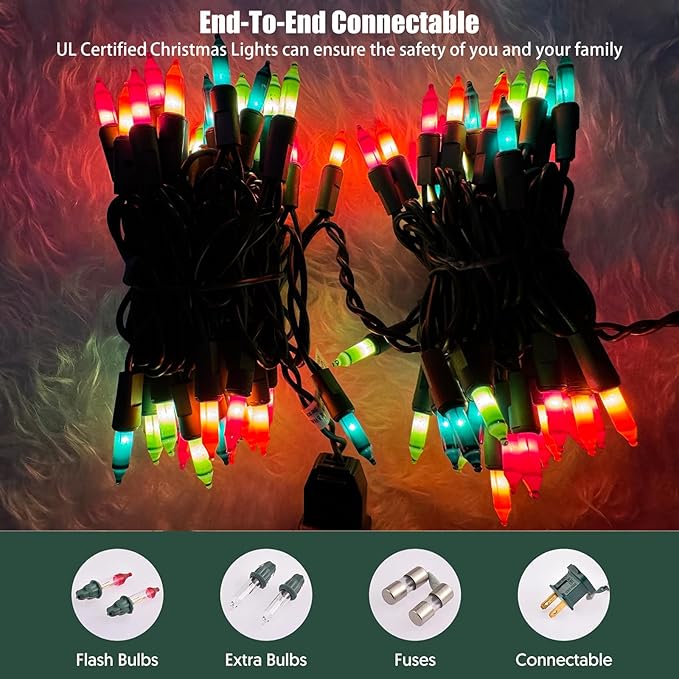 HISHINY Christmas String Lights 100 Count Pastel Mini Decorations Lights with Green Wire for Christmas Outdoor Decorations Indoor Decor,UL Certified (21feet)