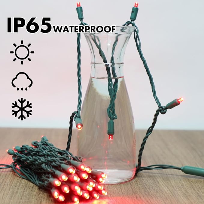 200LED (4pk of 50L) String Lights, LED Christmas Lights, 6" SPACING,Green Wire,RED