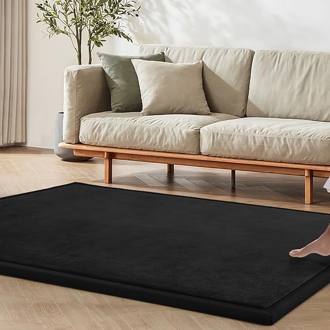Baby Play Mat 1.2" Thick Memory Foam Nursery Rug Area Rug, 4โ11โ X 3โ28โ Yoga Mat Playmat Crawling Mat for Baby,Toddlers, Infants, Kids,Floor Mat Tatami Mat for Living Room(Black)