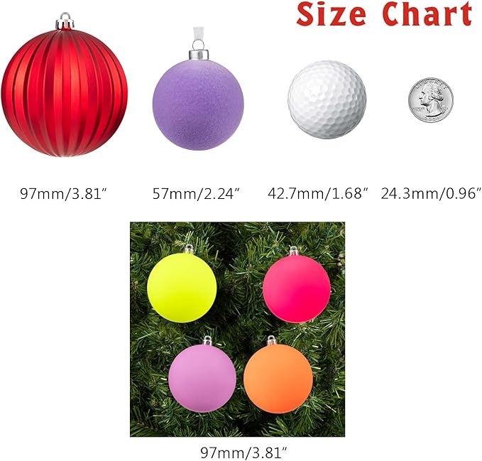 Every Day is Christmas 20ct Christmas Ornaments, Shatterproof Christmas Tree Ornaments Set, 92cm/3.6" Christmas Balls Decoration