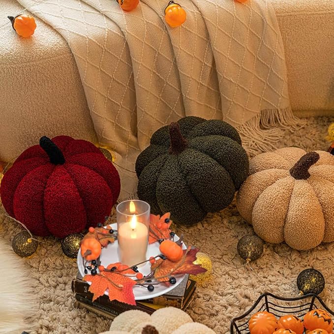 3pcs Fall Candle Rings Wreaths Autumn Maple Leaves Pumpkins Berries Candle Holder Rings Mini Wreaths Decorations for Tables Centerpieces Halloween Thanksgiving Harvest Christmas Home Kitchen Decor