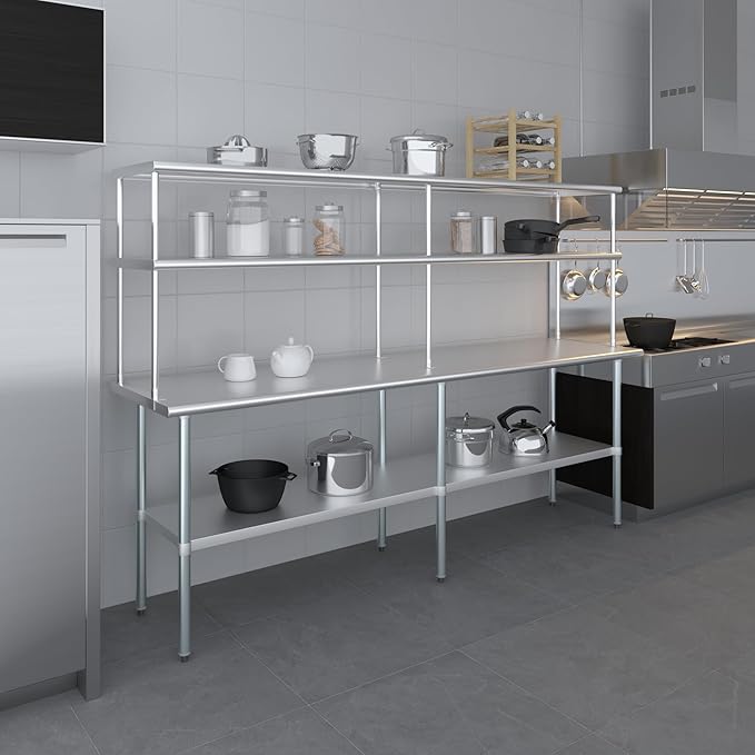 AmGood Double OverShelf Stainless Steel NSF - Many (96" Long x 18" Deep)