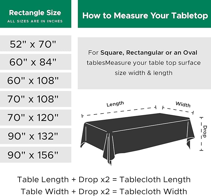 Biscaynebay Textured Fabric Christmas Rectangle Table Cloth 52x70 Inches, Hunter Green Water Resistant Spill Proof Tablecloths for Dining, Kitchen, Wedding and Parties, etc. Machine Washable