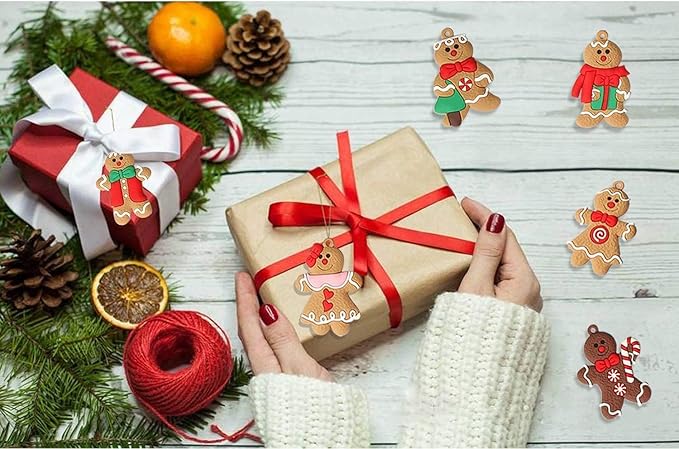 12pcs Gingerbread Man Ornaments for Christmas Tree, Assorted Gingerbread Figurines Ornaments, Christmas Tree Hanging Decorations, 3 Inch Tall