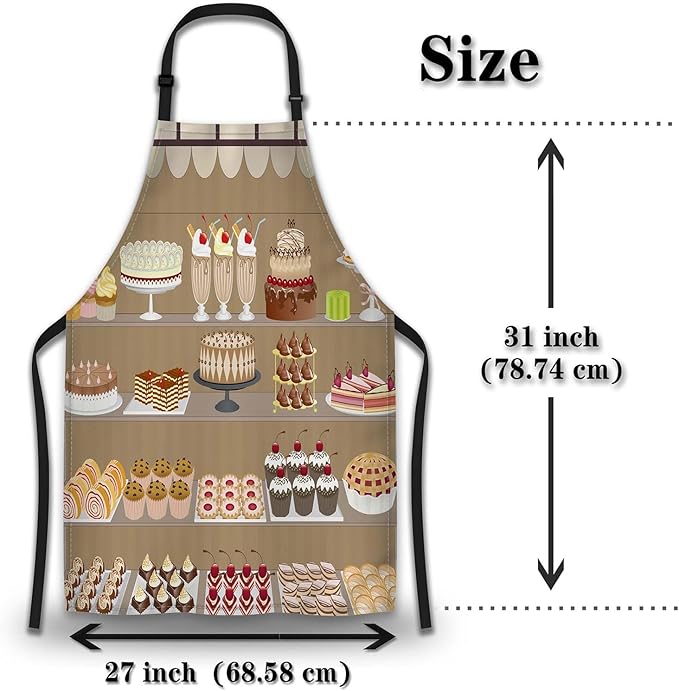Aprons for Cooking for Women Cake Candy Sweet Women’s Apron for Kitchen Cooking Restaurant BBQ Painting Crafting Gardening 27” (W) x 31” (H), Waterproof Aprons