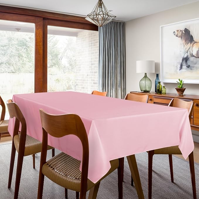 sancua 2 Pack Pink Tablecloth 60 x 102 Inch, Rectangle Table Cloth for 6 Feet Tables - Stain and Wrinkle Resistant Washable Polyester Table Cover for Dining Tables, Buffet Parties and Camping
