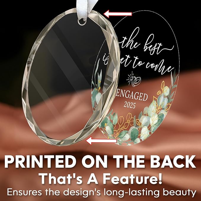 HEXMOZ Engagement Gifts for Couples - Engagement Gift for Newly Engaged Couples, Women, Fiance, Her - Bride to Be Gifts, First Christmas Just Engaged Glass Ornament 2025 - Party Decorations
